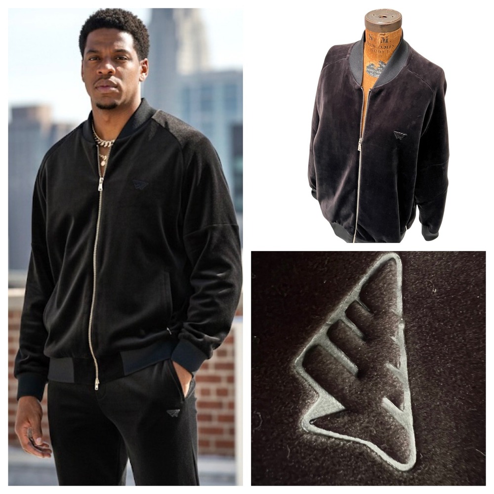 Paper Planes Bonded Velour Track Jacket XL Black Jay-Z Roc Nation Premium‎ NWOT